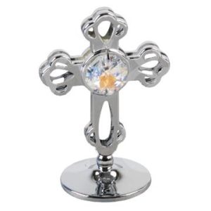 CRYSTOCRAFT CHROME PLATED CROSS ORNAMENT