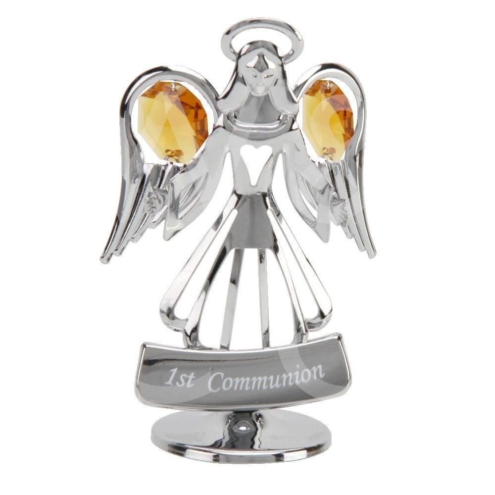 CRYSTOCRAFT CHROME ANGEL ORNAMENT - FIRST COMMUNION