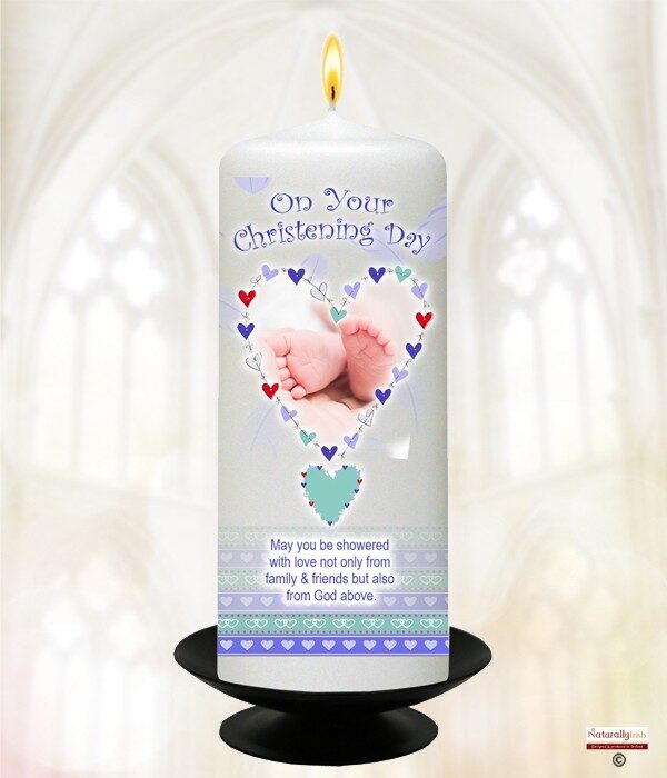 Feathered Heart Blue 6inch Christening Candle Product Code Ch6 – 987535