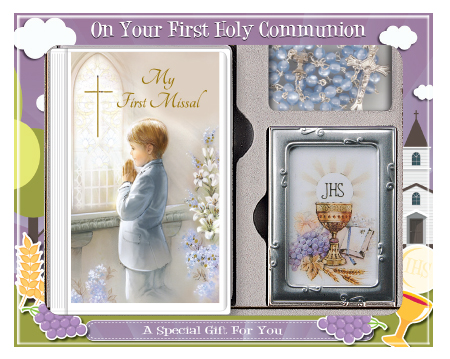 C5187 Communion Gift Set Boy With Photo Frame
