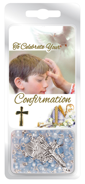 F6054 BL Confirmation Rosary Prayer Card – Blue